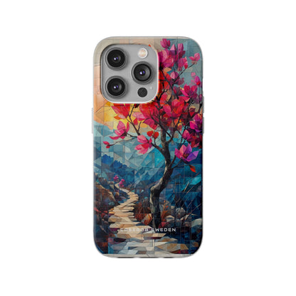 Vibrant Geometric Tree Landscape iPhone 14 - Flexi Phone Case