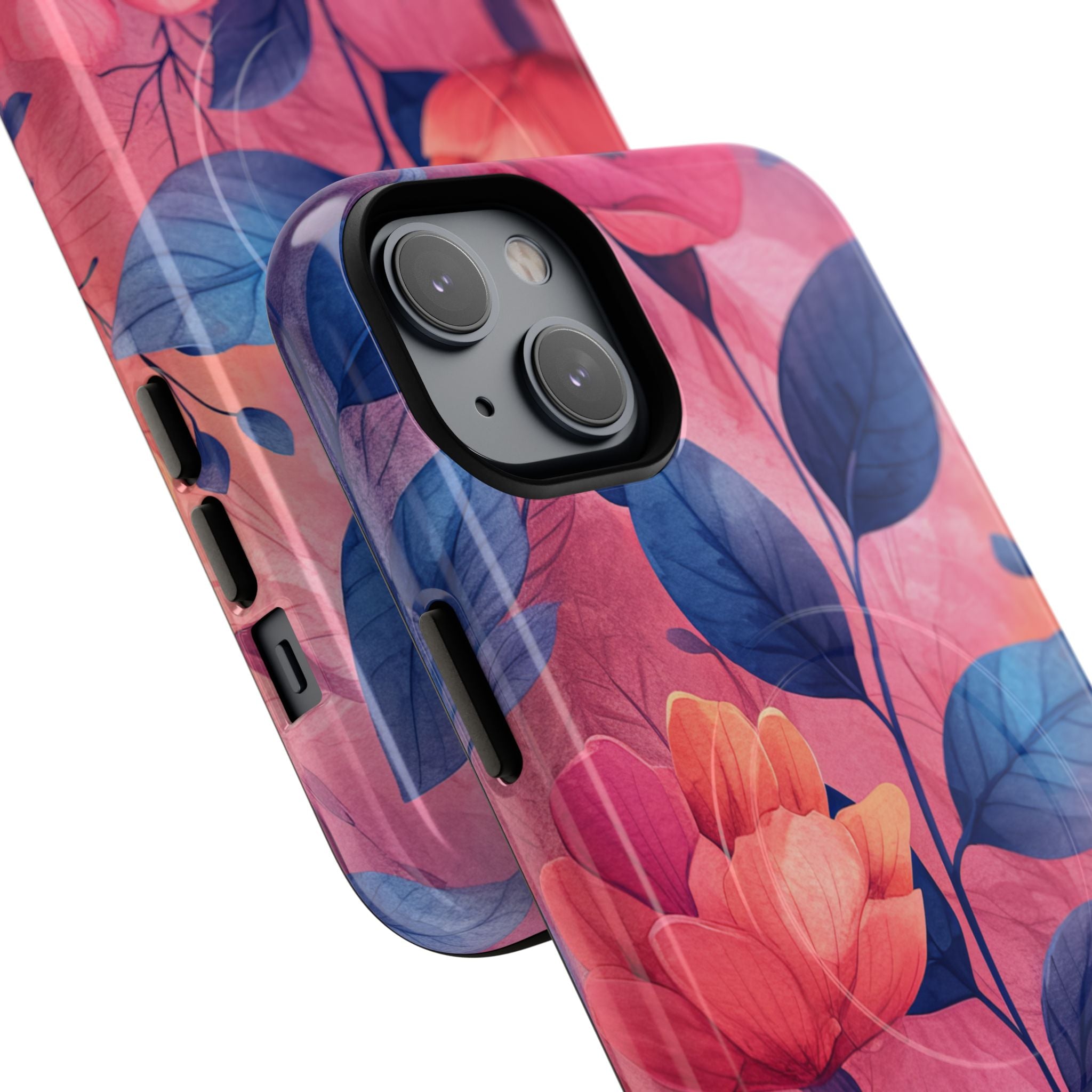 Pink Blue Floral - Tough + MagSafe® iPhone 14 Phone Case