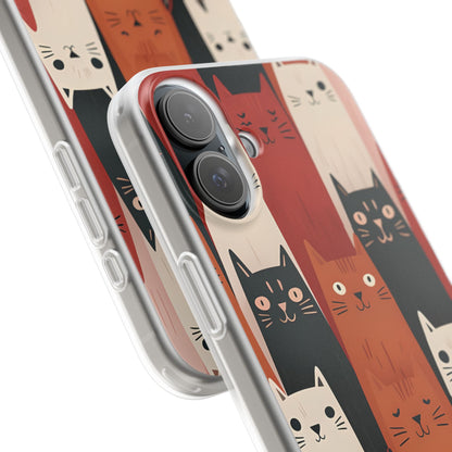 Elongated Cats Black iPhone 16 Plus Case - Soft