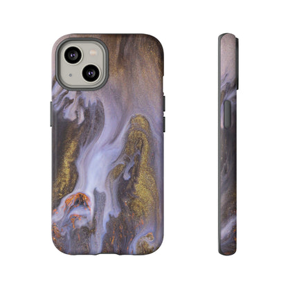 Purple Gold Ink Art iPhone Case (Protective) iPhone 14 Matte Phone Case