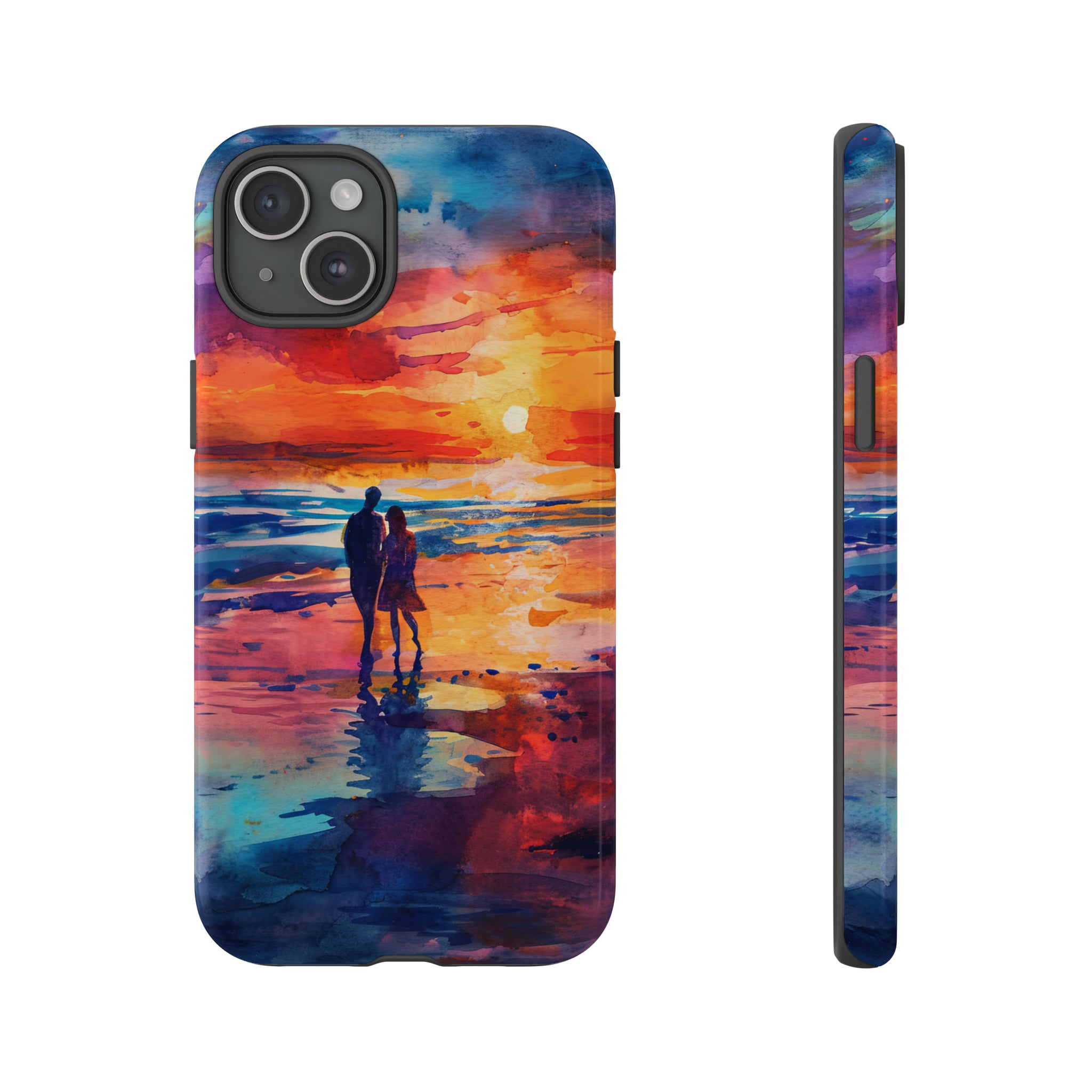 Beach Sunset Love Silhouettes - Protective Phone Case