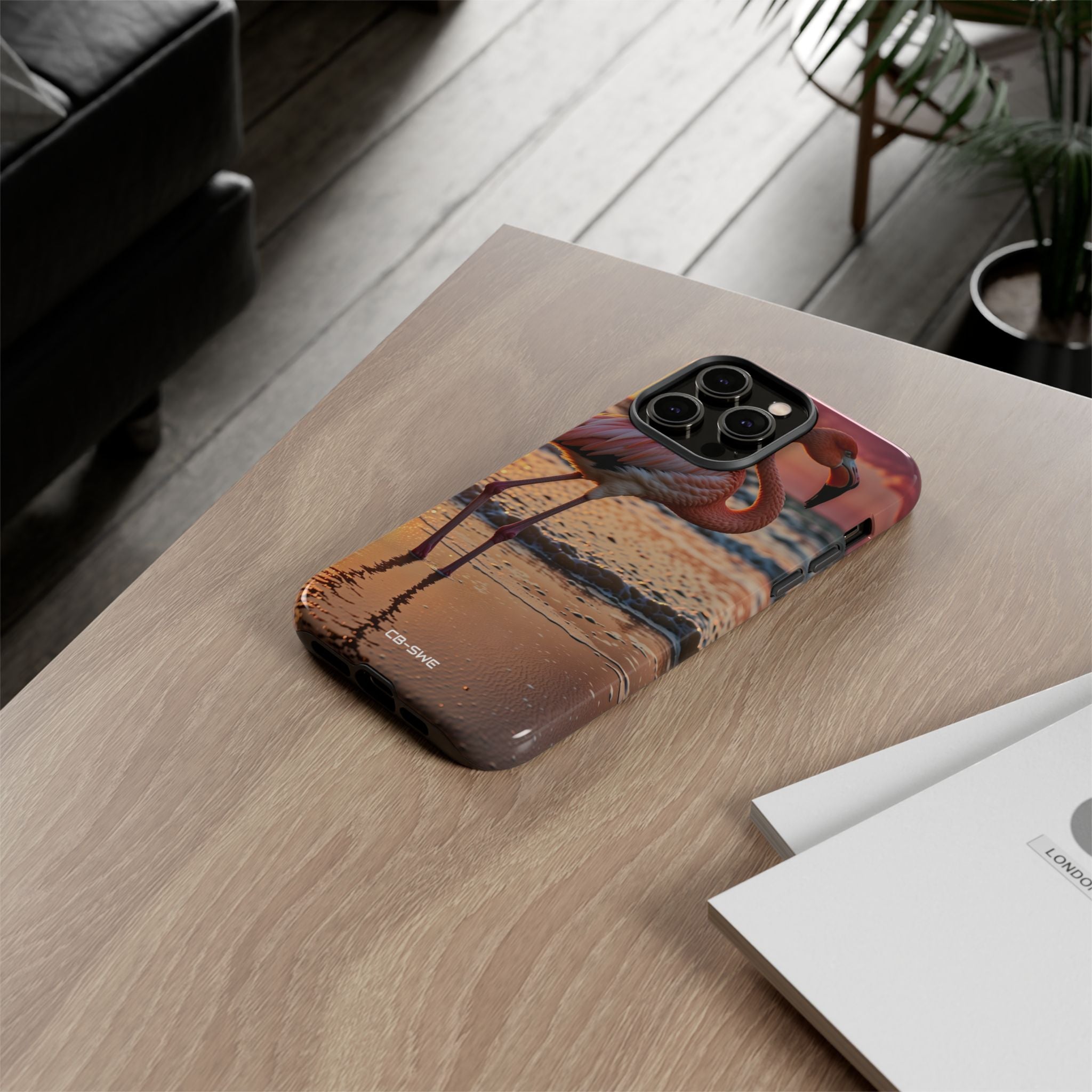 Sunset Flamingo Stand - iPhone Case