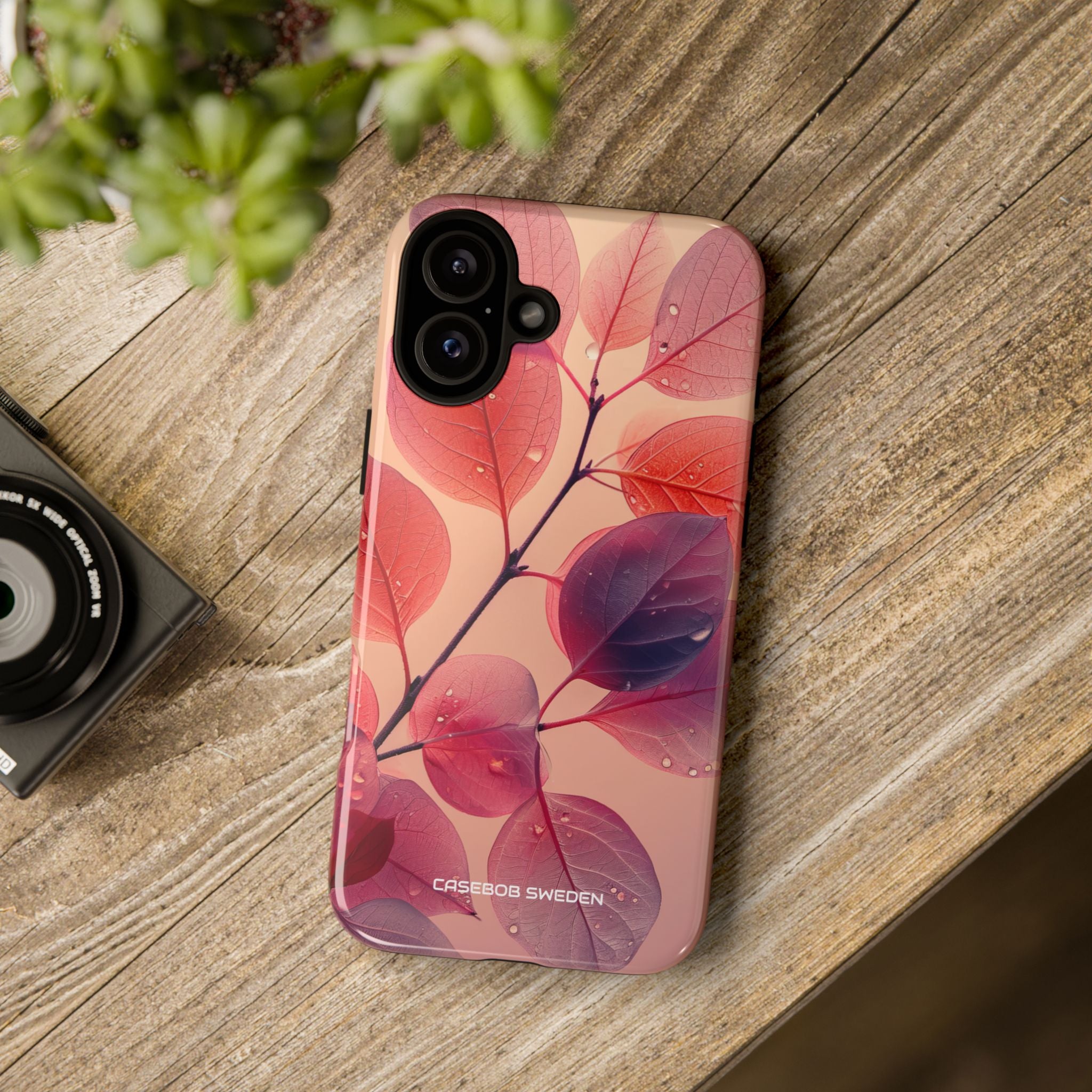 Pink Serenity Leaf Design - Tough iPhone 16 Phone Case