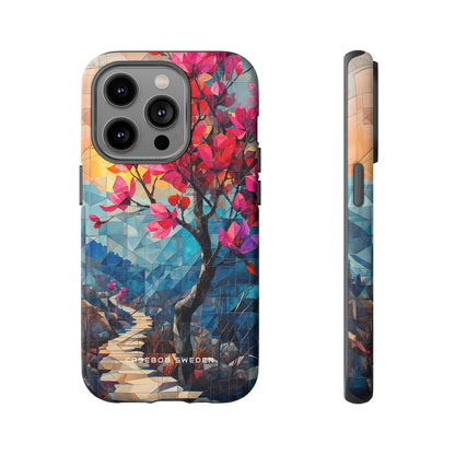 Vibrant Geometric Tree Landscape iPhone 14 - Tough Phone Case