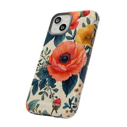 Vibrant Botanical Poppies - Tough iPhone 14 Phone Case