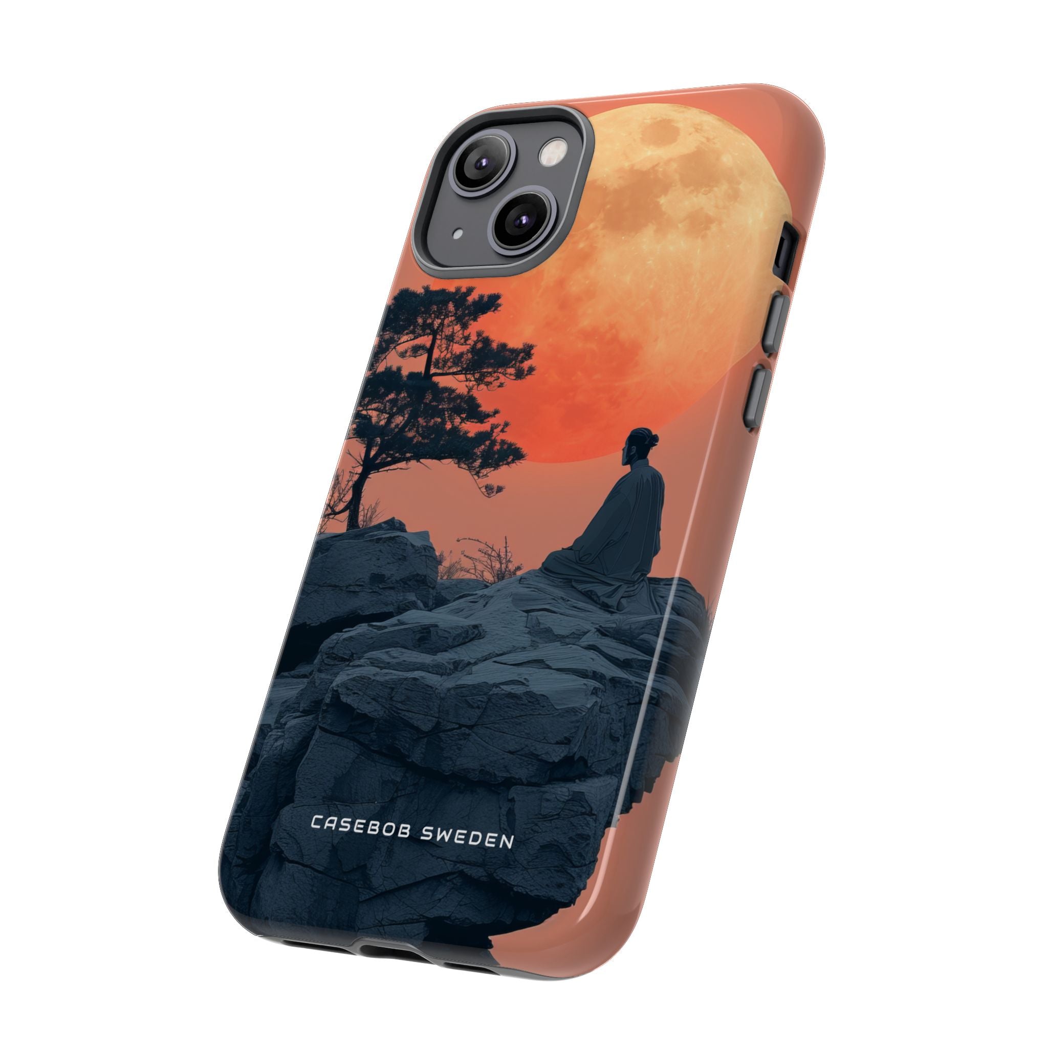 Zen Tranquility Under a Red Moon iPhone 14 - Tough Phone Case