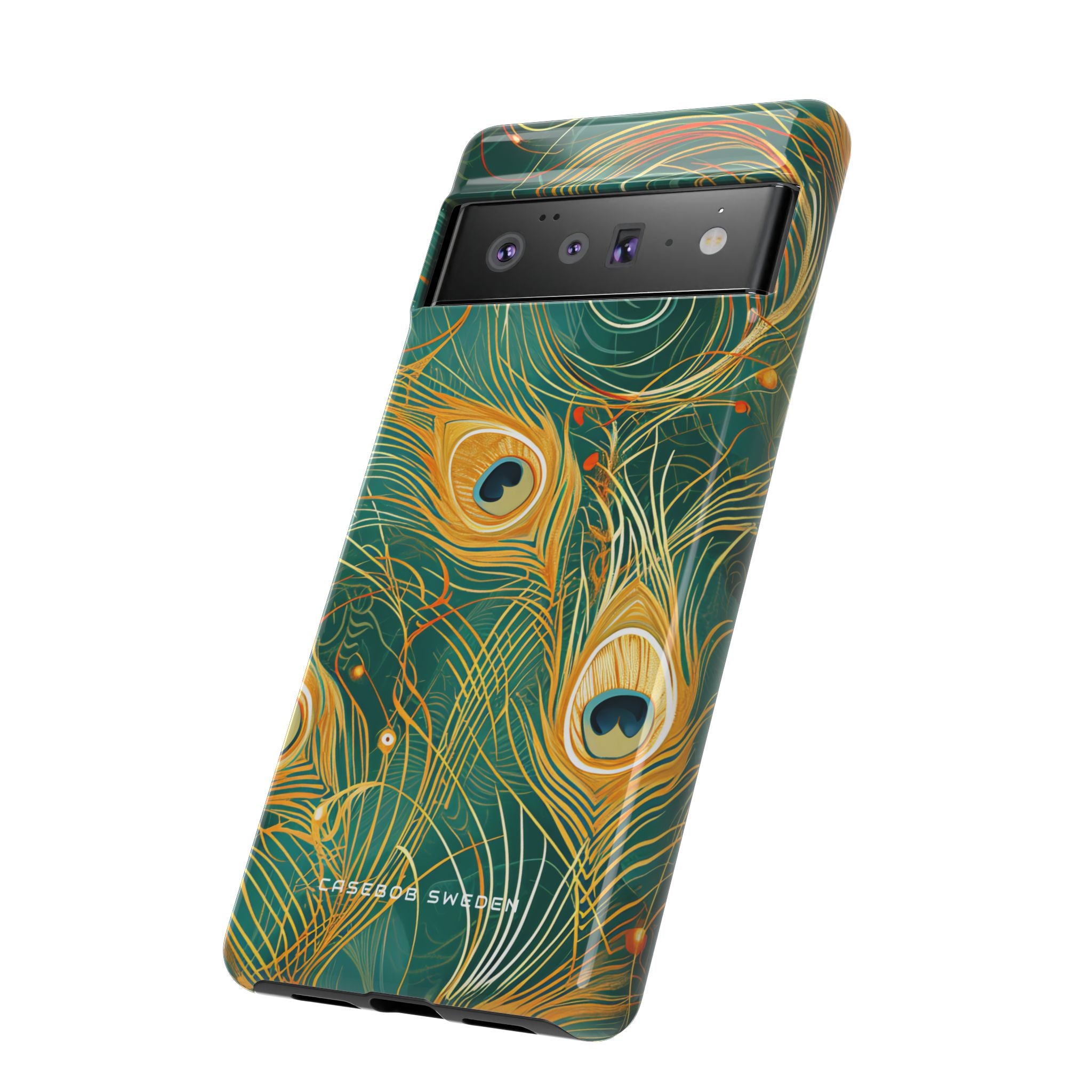 Peacock Elegance in Teal and Gold Google Pixel 6 - Tough Phone Case