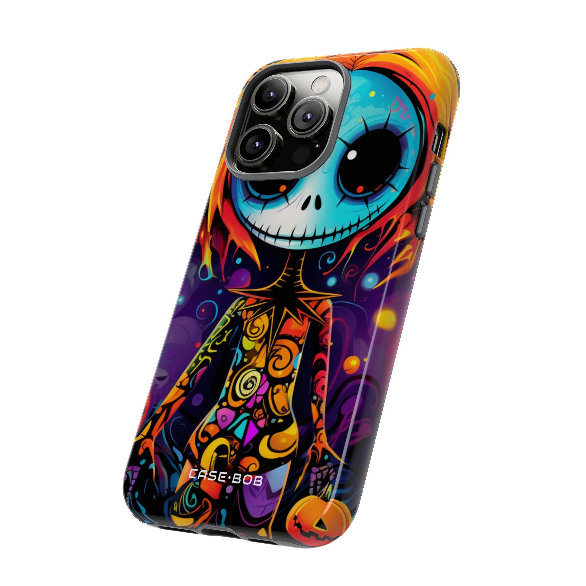 Blue Skull Swirl iPhone 14 Pro Max Case - Tough
