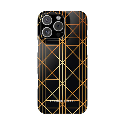 Golden Geometric Elegance iPhone 16 - Slim Phone Case