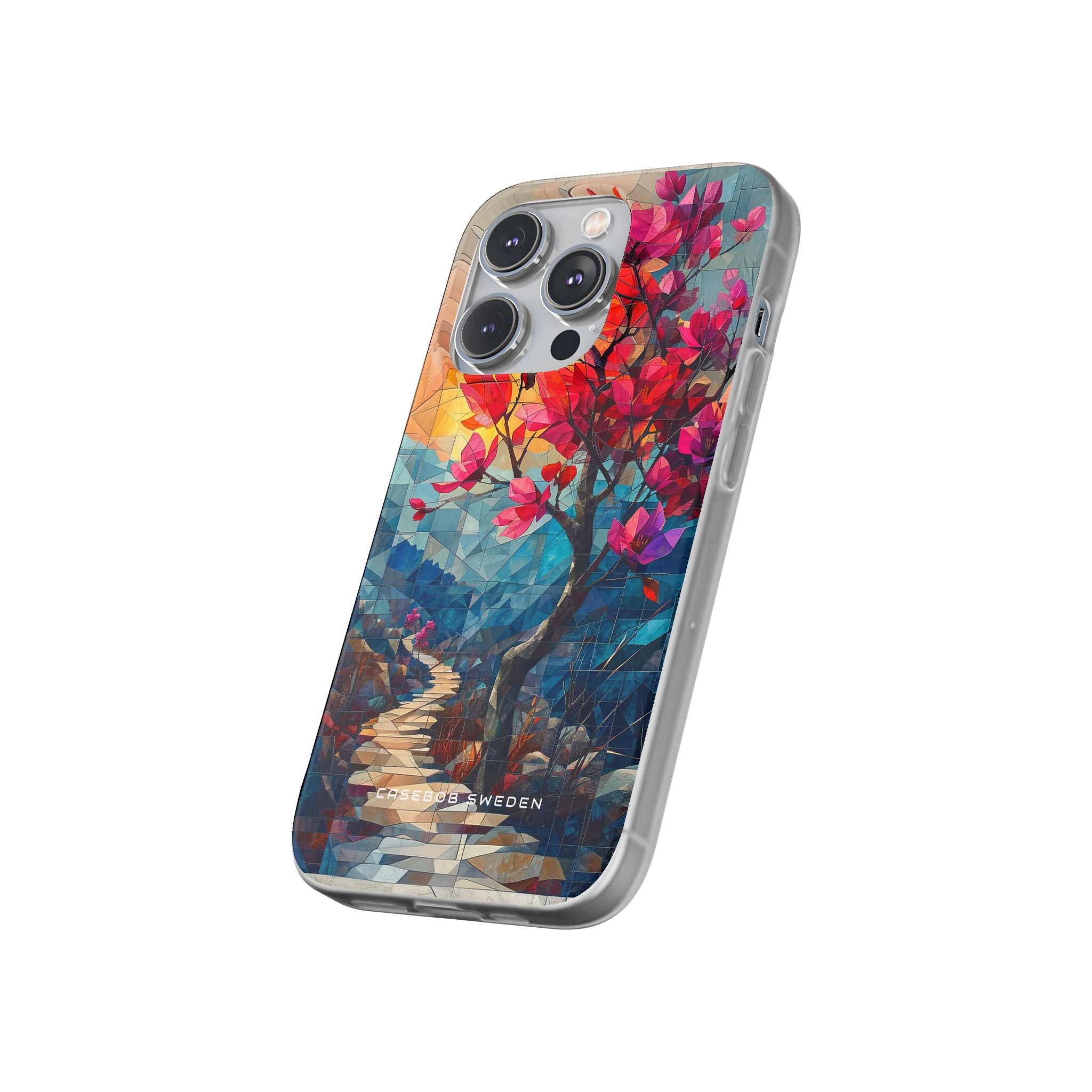 Vibrant Geometric Tree Landscape iPhone 14 - Flexi Phone Case