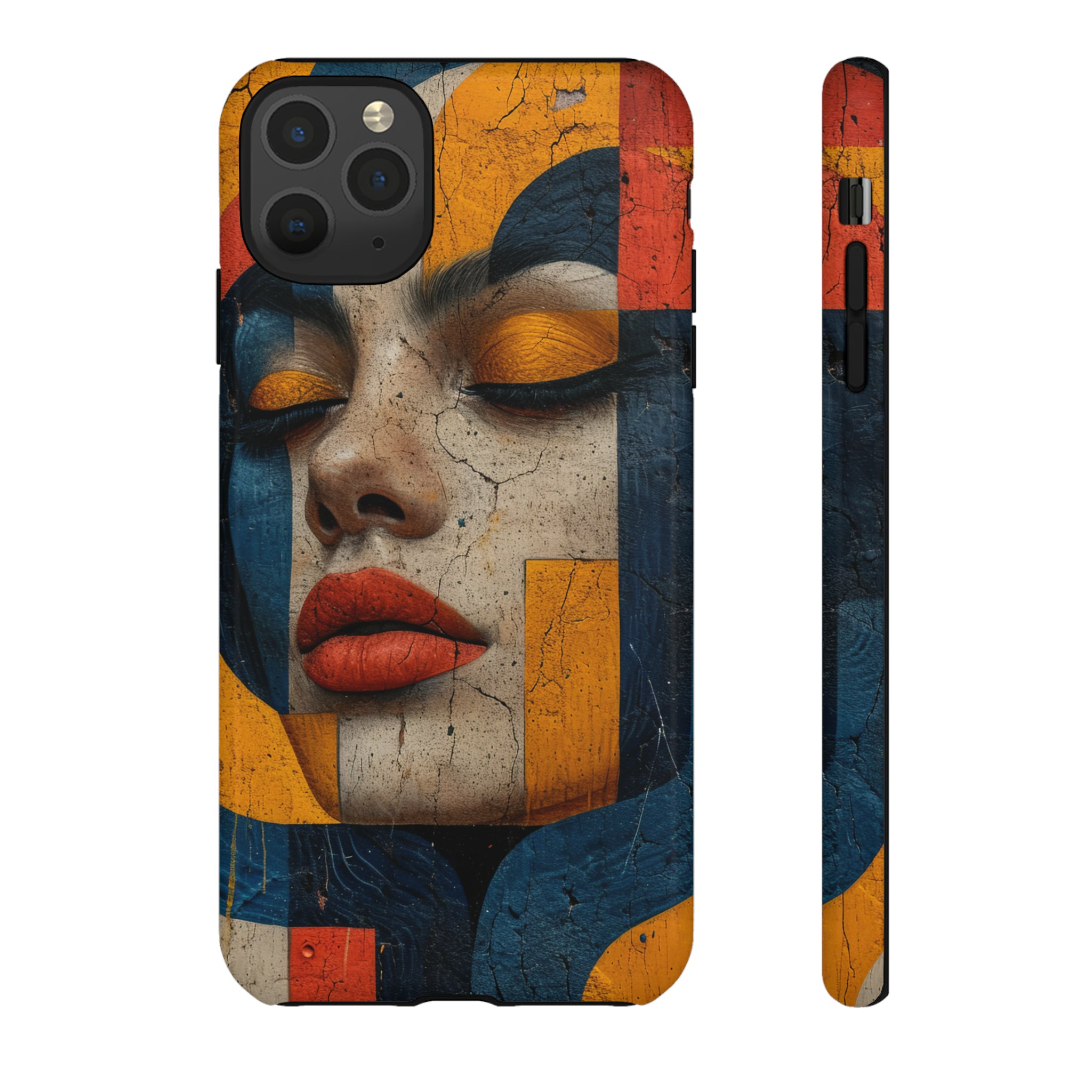 Blue Lady's Geometric Elegance - Protective Phone Case