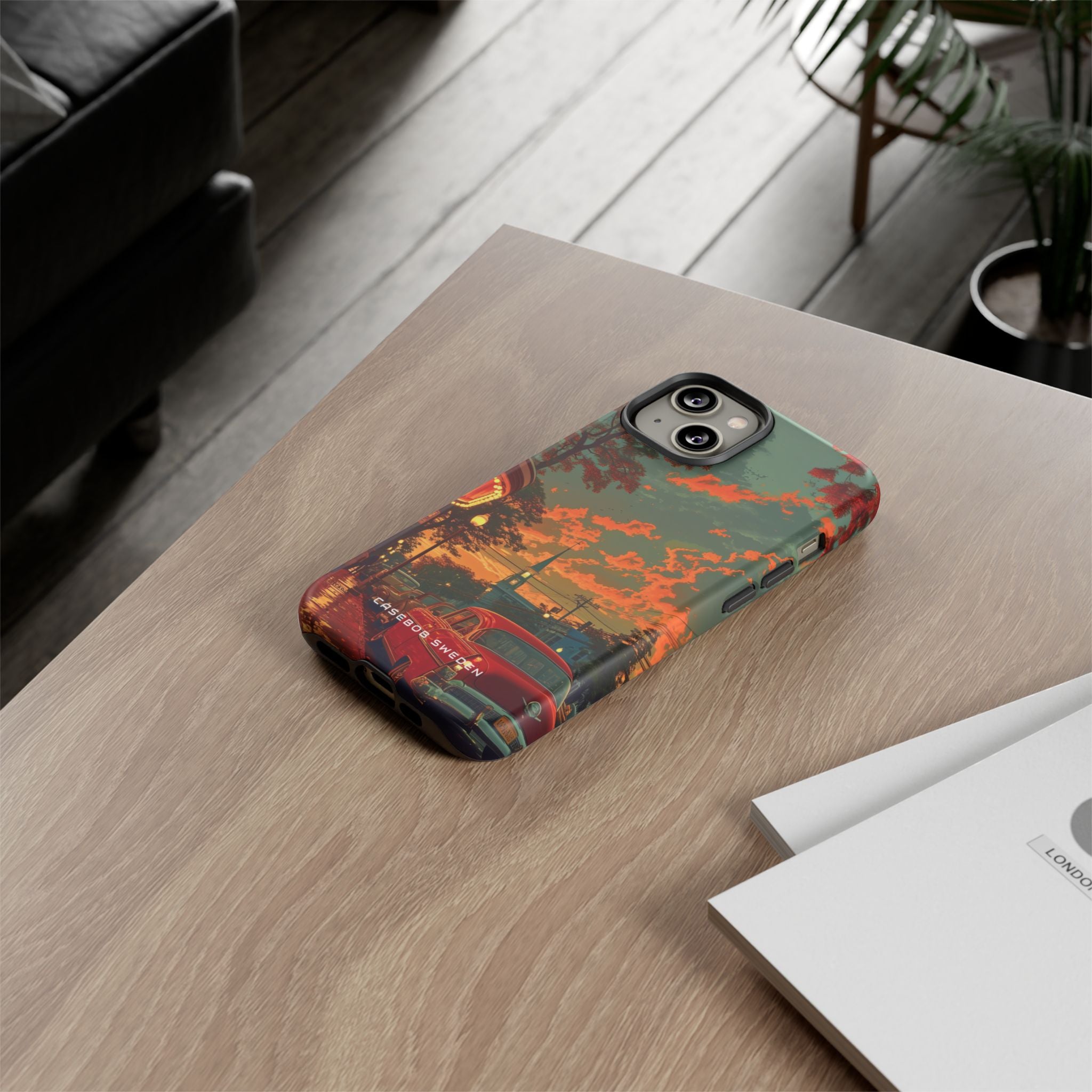 Mid-Century Nostalgia Streetscape iPhone 14 - Tough Phone Case