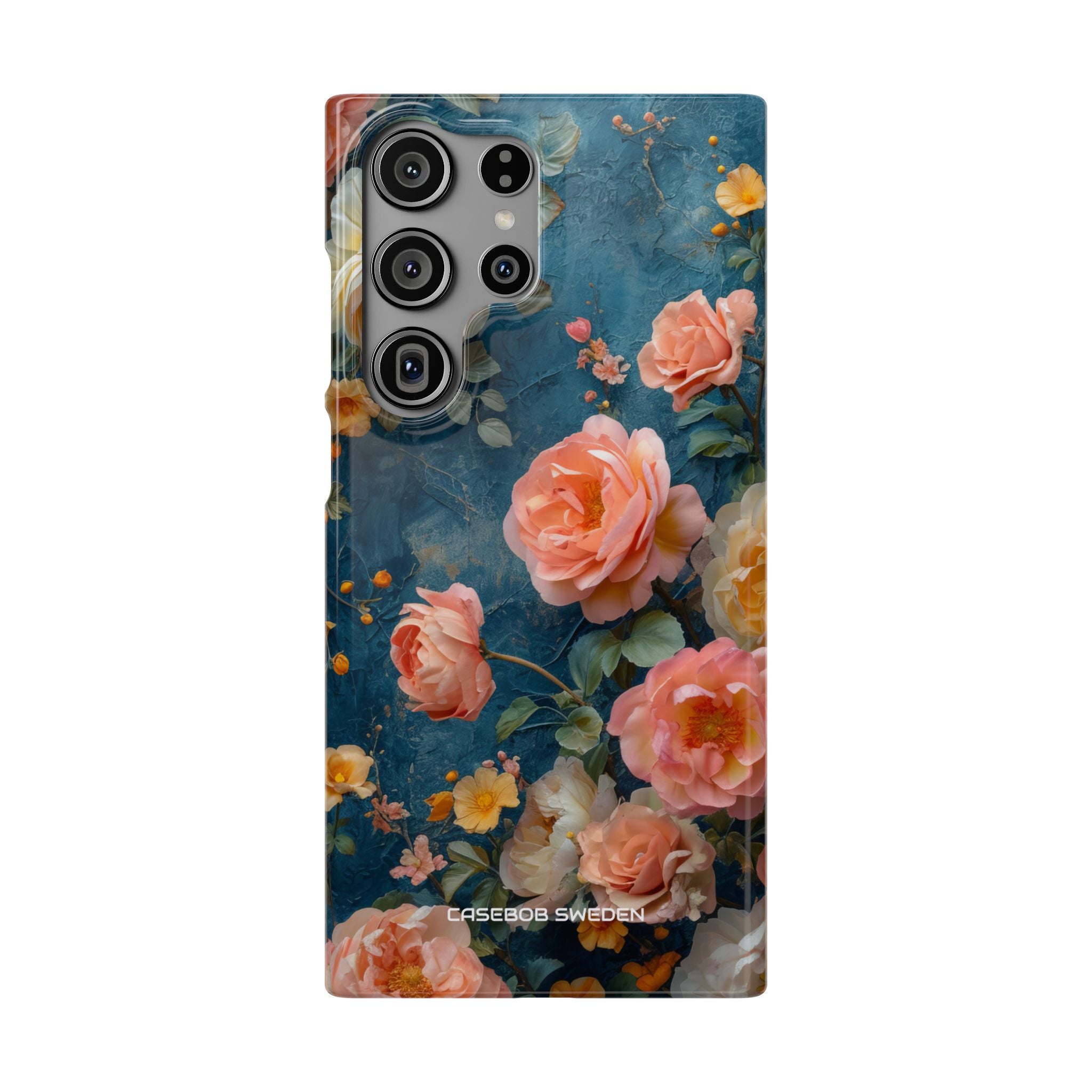 Blue Floral Elegance - Slim Samsung S23 Phone Case