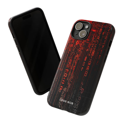 Crimson Glyphs iPhone 15 Plus Case - Tough