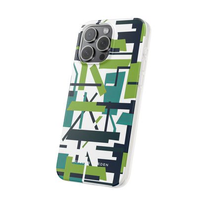 Green Geometry Glide iPhone 15 - Flexi Phone Case