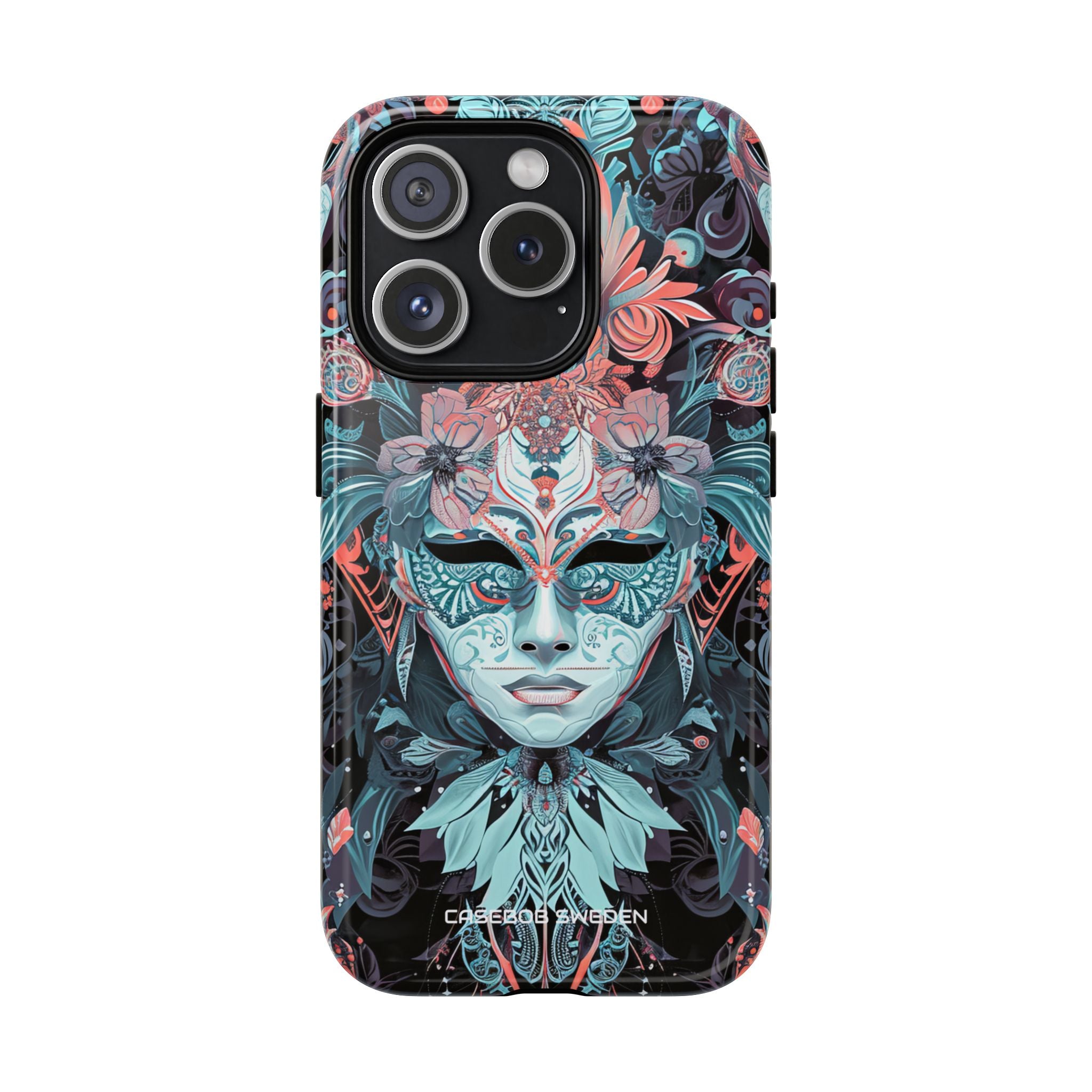 Mystic Teal Coral Mask - Tough + MagSafe® iPhone 15 Phone Case