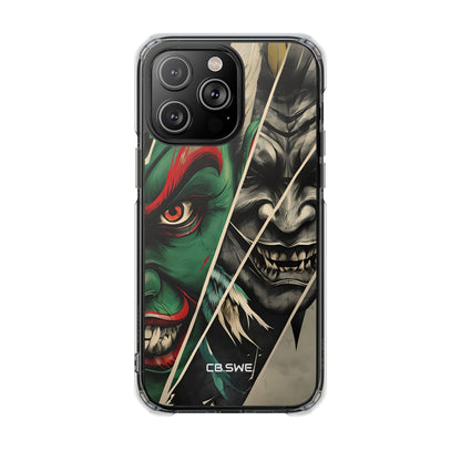 Striking Japanese Mask Art Vivid Colors iPhone 14 - Impact Clear+