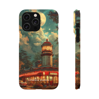 Vintage Moonlit Diner Fantasy iPhone 14 - Slim Phone Case