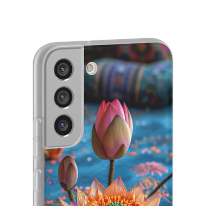 Vibrant Lotus Embroidery - Flexi Samsung S22 Phone Case