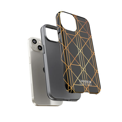 Golden Geometric Elegance iPhone 14 - Tough