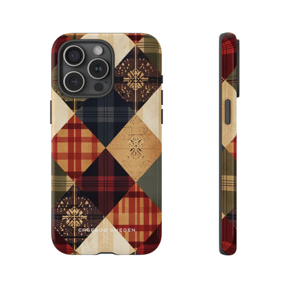 Rustic Geometric Patchwork Harmony iPhone 15 - Tough Phone Case