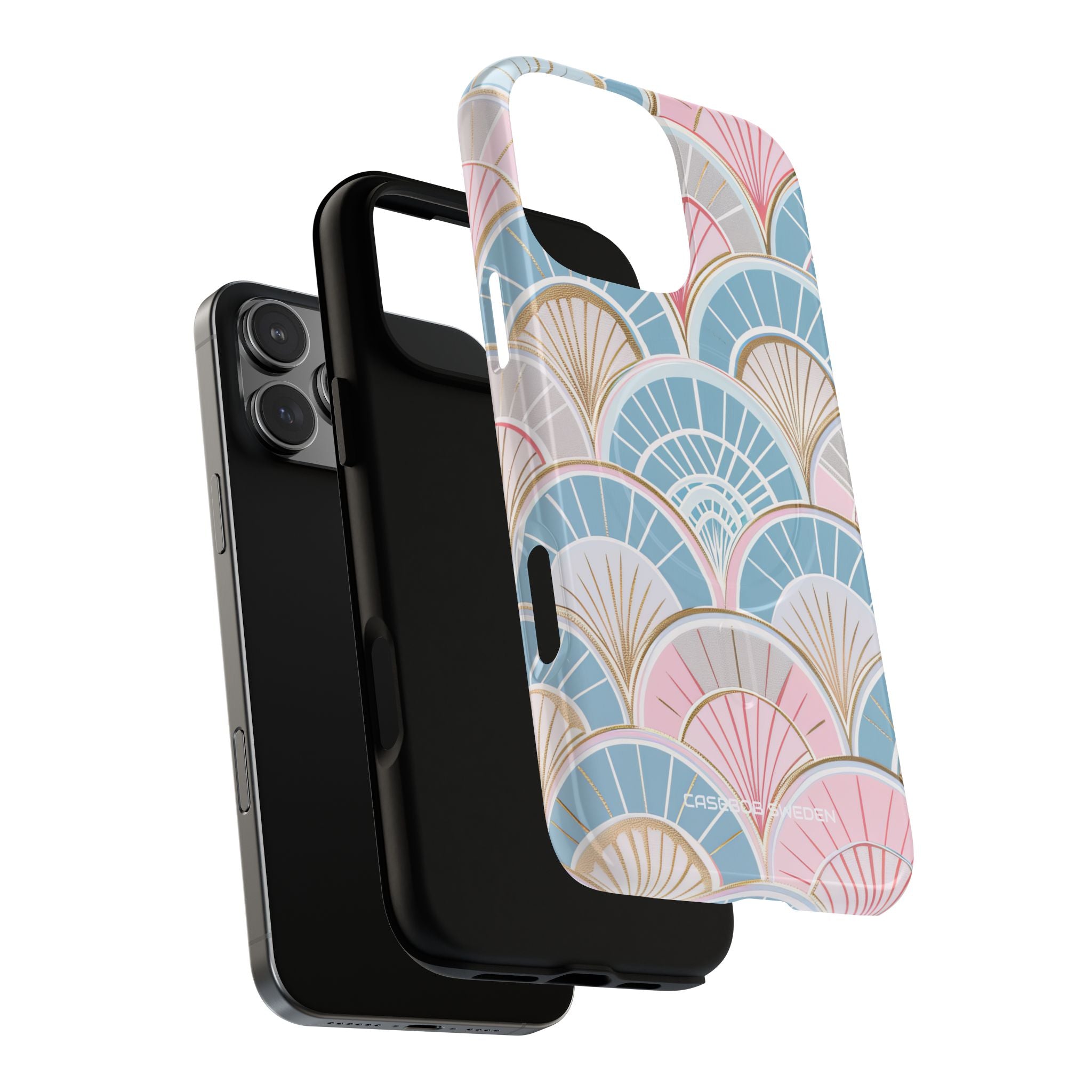 Art Deco Pastel Fan Pattern - Tough + MagSafe® iPhone 16 Phone Case