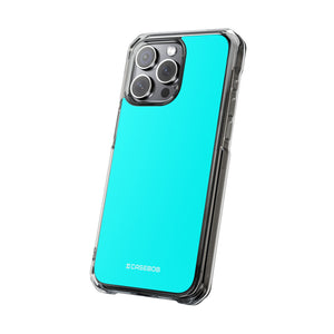 Cyan-Blau | Handyhülle für iPhone (Clear Impact Case – magnetisch) 