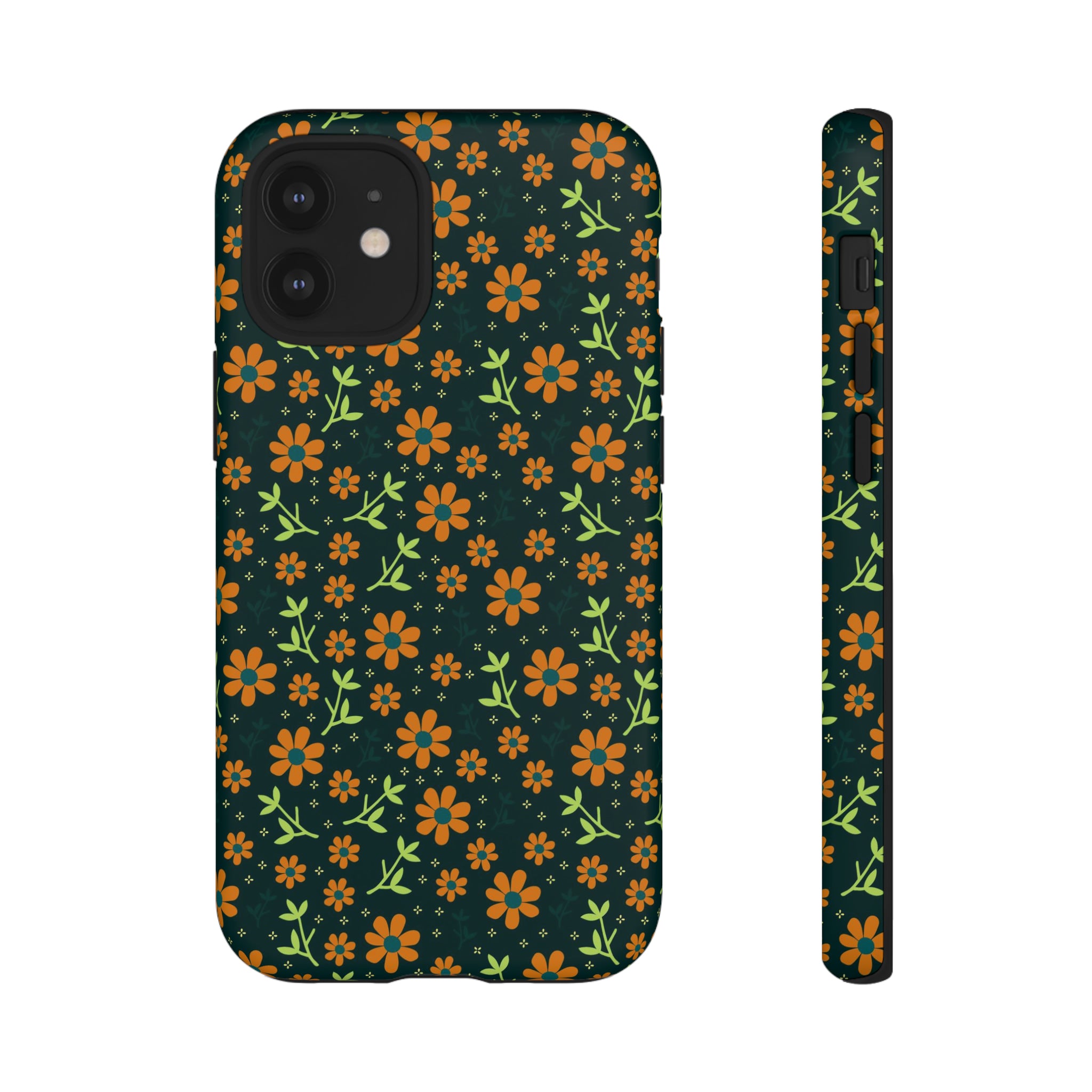 Green Flower Pattern - Protective Phone Case