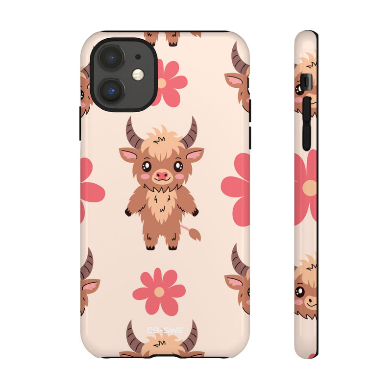 Cute Cattle & Flowers - iPhone Case