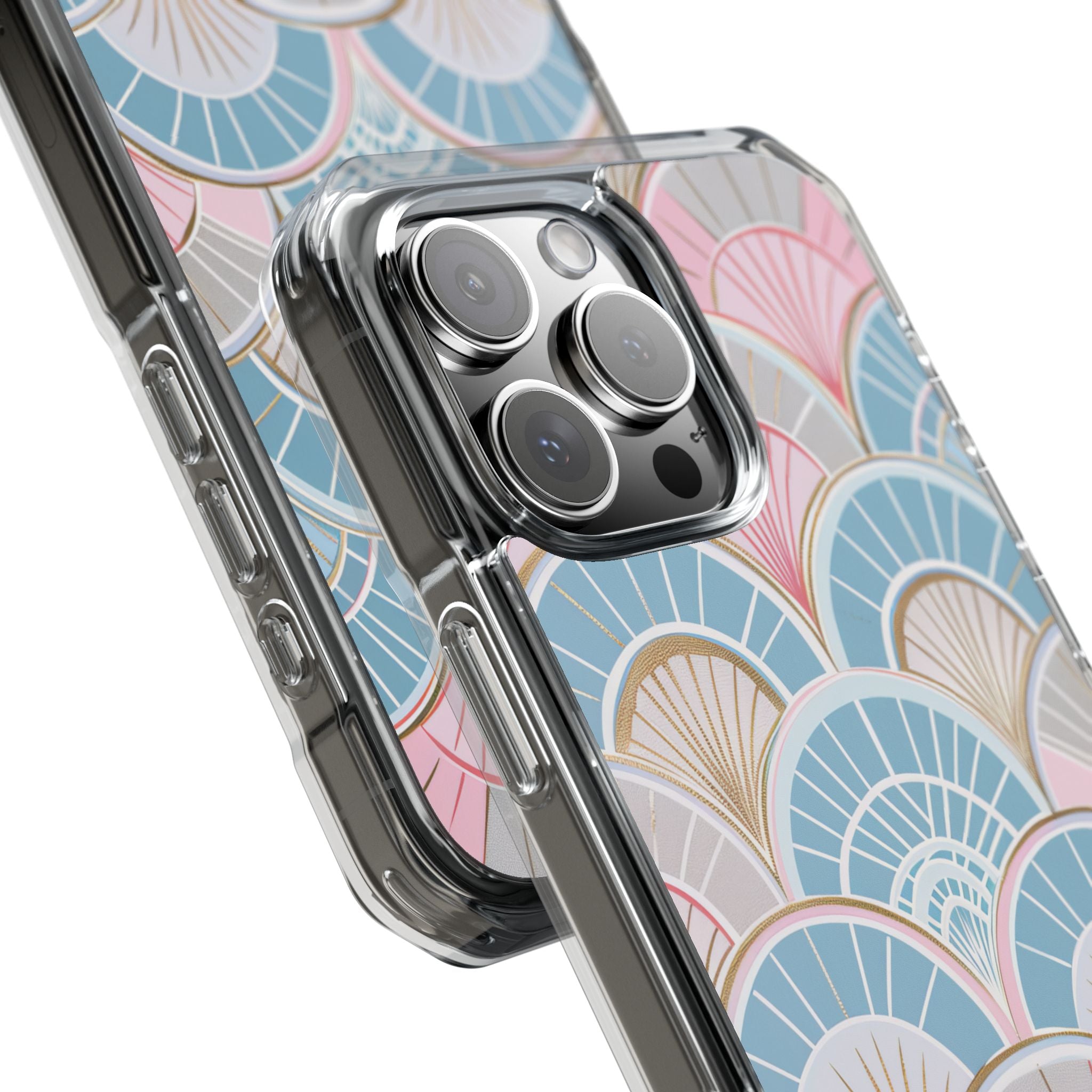 Art Deco Pastel Fan Pattern - Clear Impact iPhone 16 Phone Case