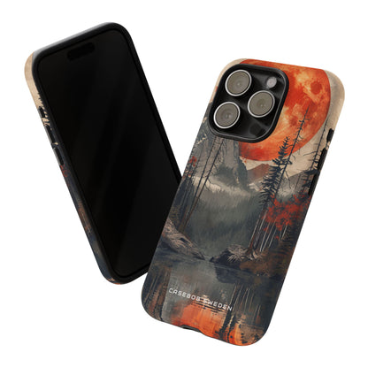 Celestial Glow Over Reflective Landscape iPhone 15 - Tough Phone Case