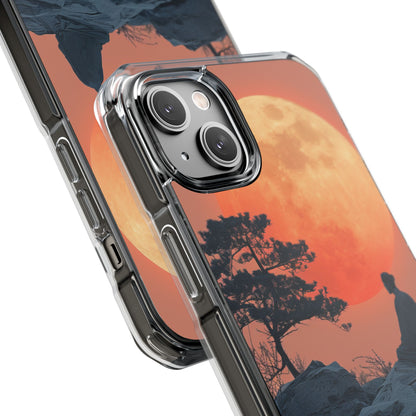 Zen Tranquility Under a Red Moon iPhone 14 - Clear Impact Phone Case