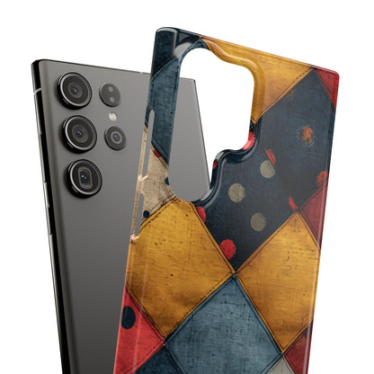 Blue Red Patchwork - Slim Samsung S23 Phone Case