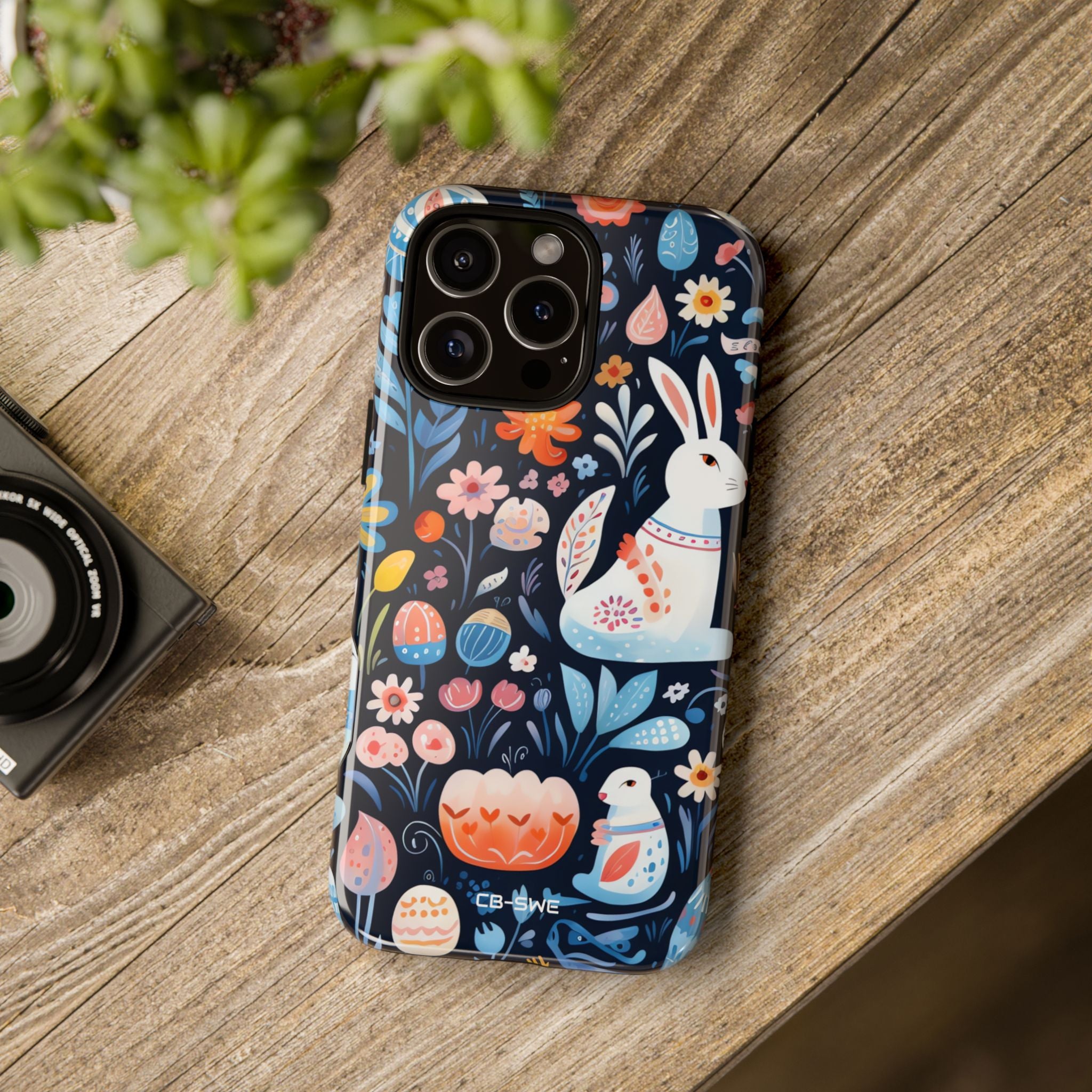 Bunnies Play Among Flowers - iPhone Case