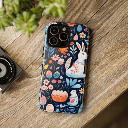 Bunnies Play Among Flowers - iPhone Case
