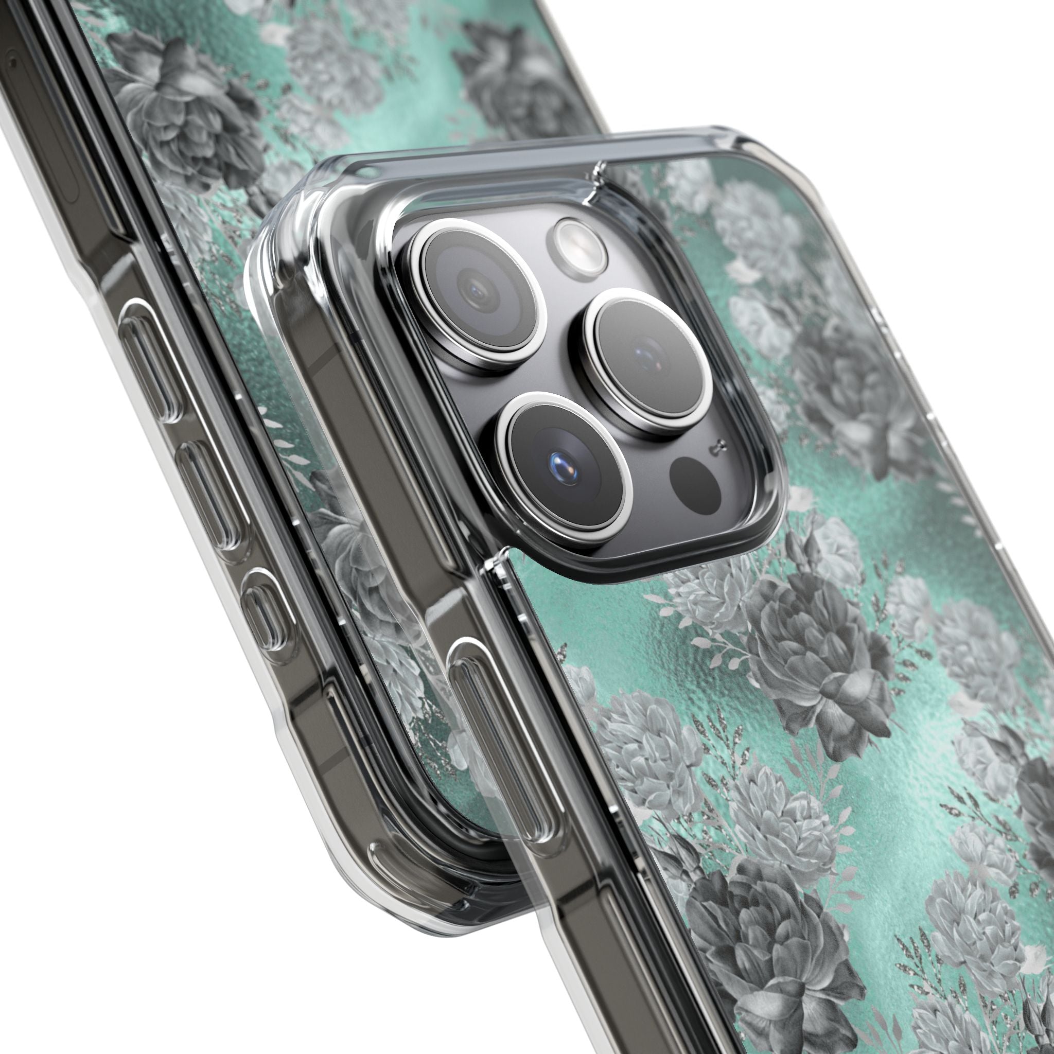 Teal Floral Elegance iPhone Case - Impact