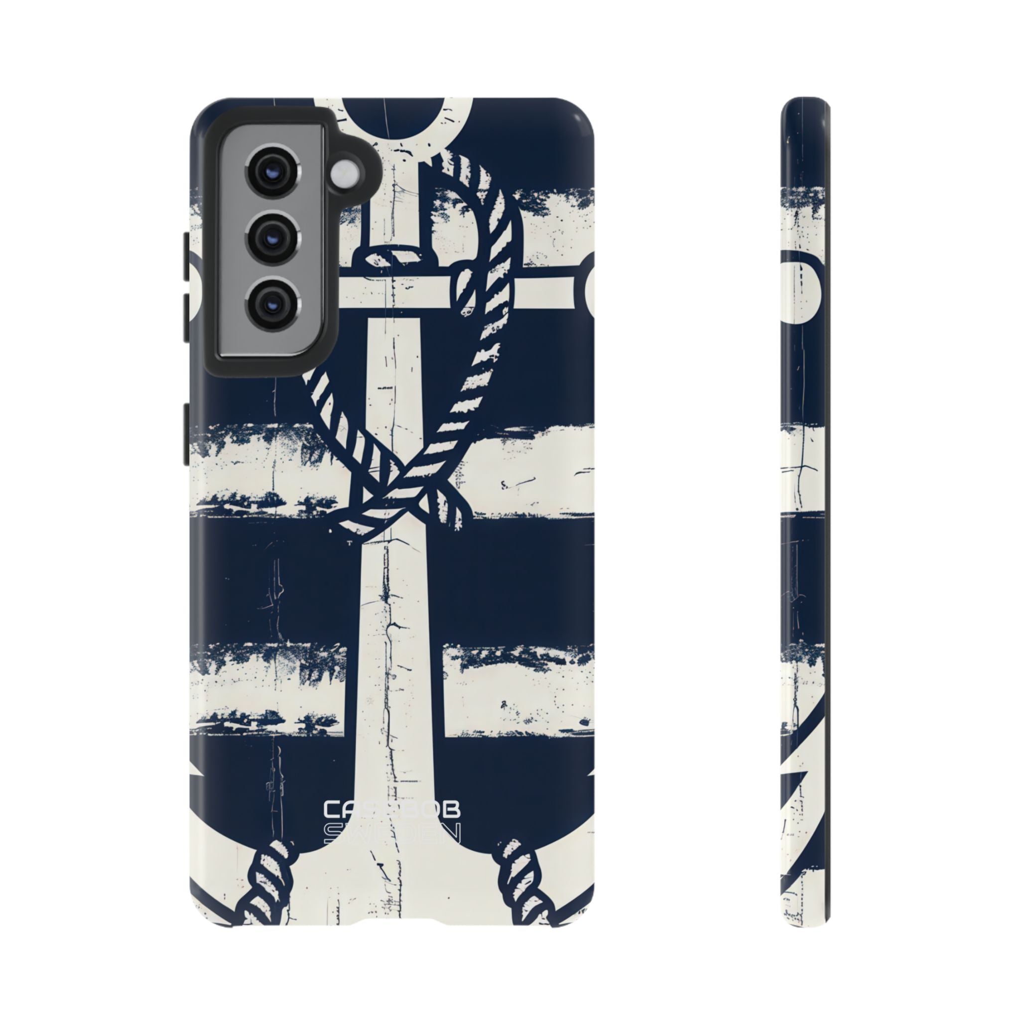 Navy Anchor Stripes  Samsung S21 - Tough