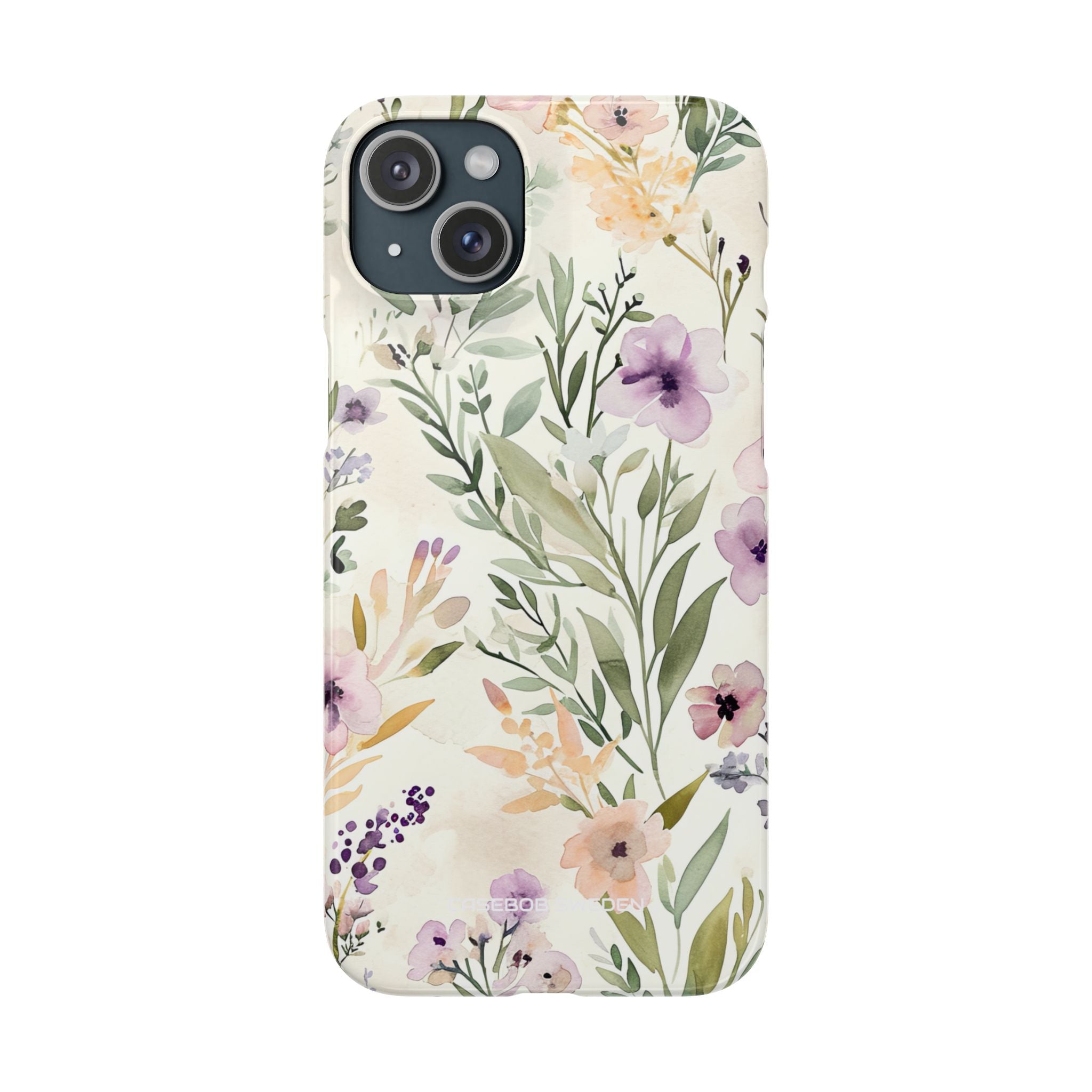 Soft Green Lavender Floral Pattern - Slim iPhone 15 Phone Case