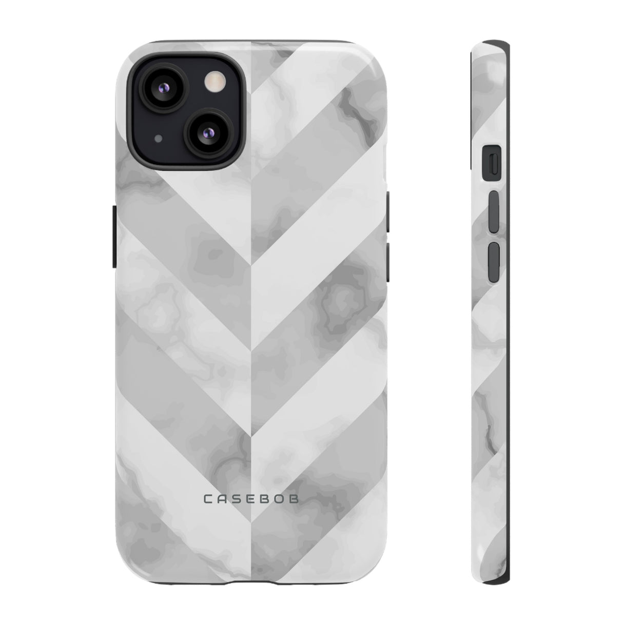 White Herringbone - Protective Phone Case