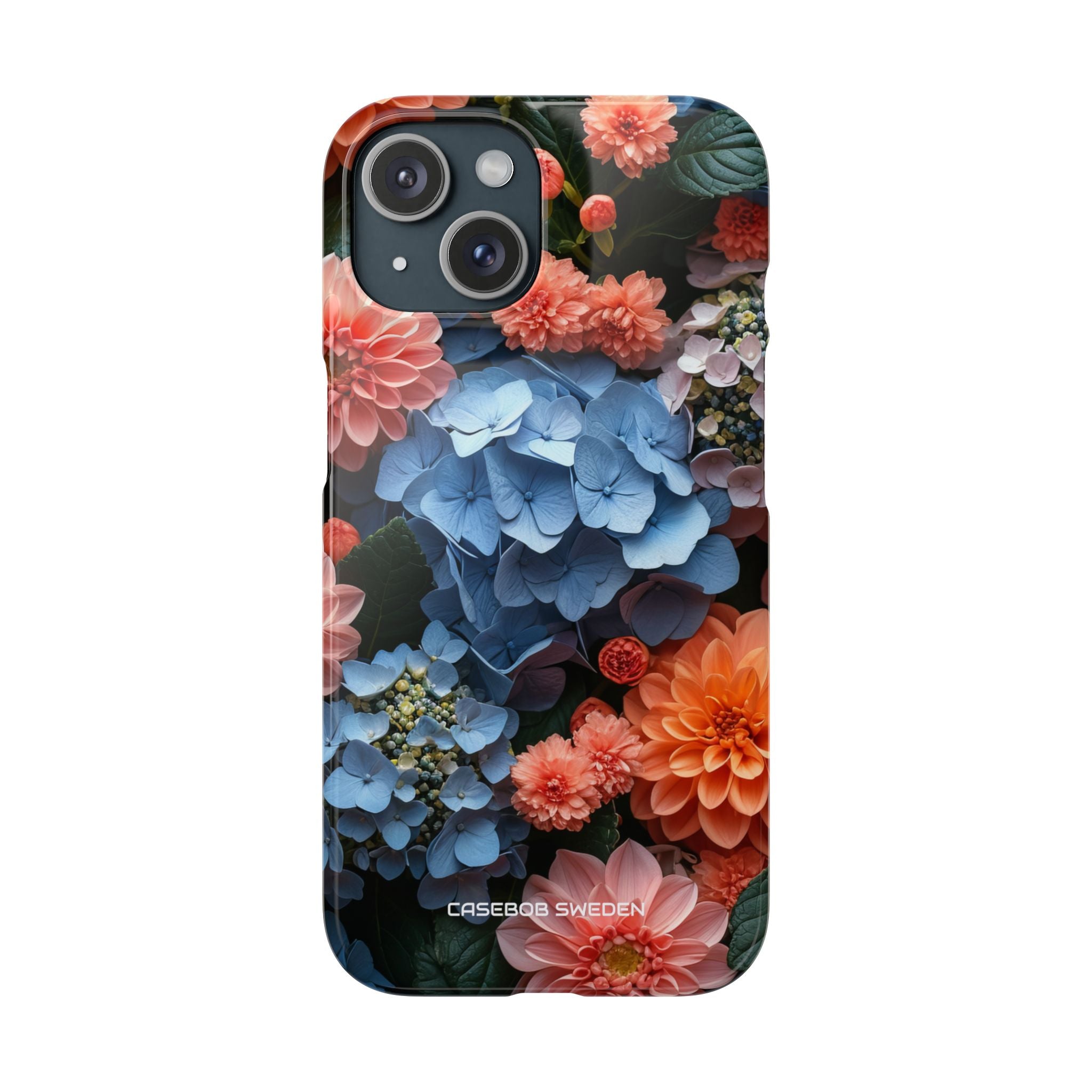 Blue Floral Bliss - Slim iPhone 15 Phone Case