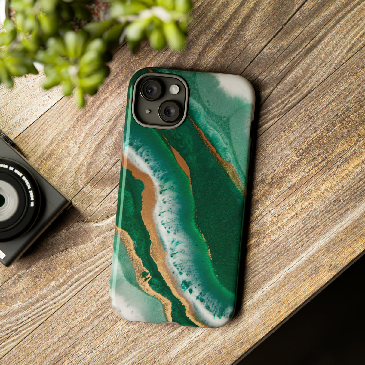 Green & Gold Epoxy - Protective Phone Case