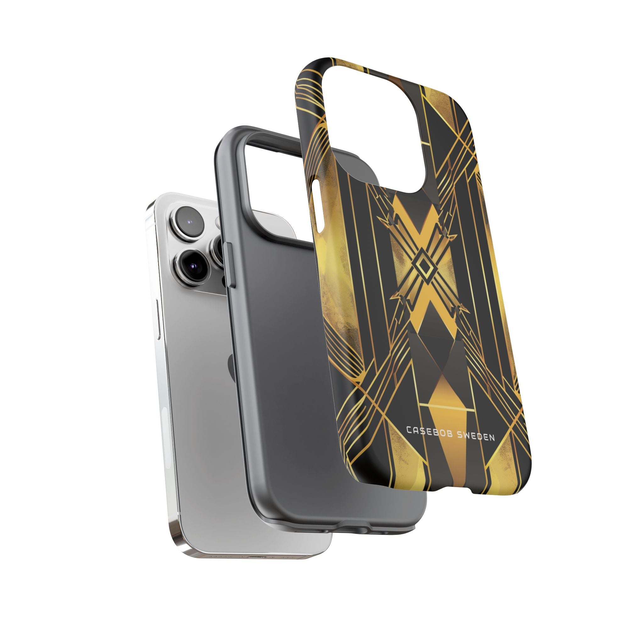 Golden Geometric Elegance iPhone 14 - Tough Phone Case