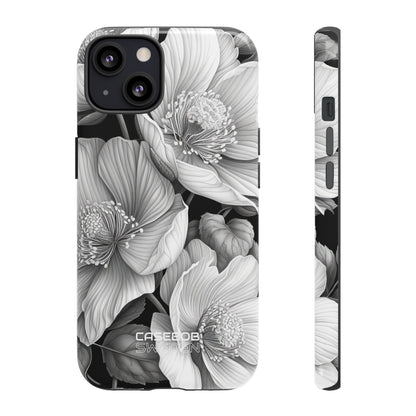 Monochrome Petal Dance iPhone 13 - Tough