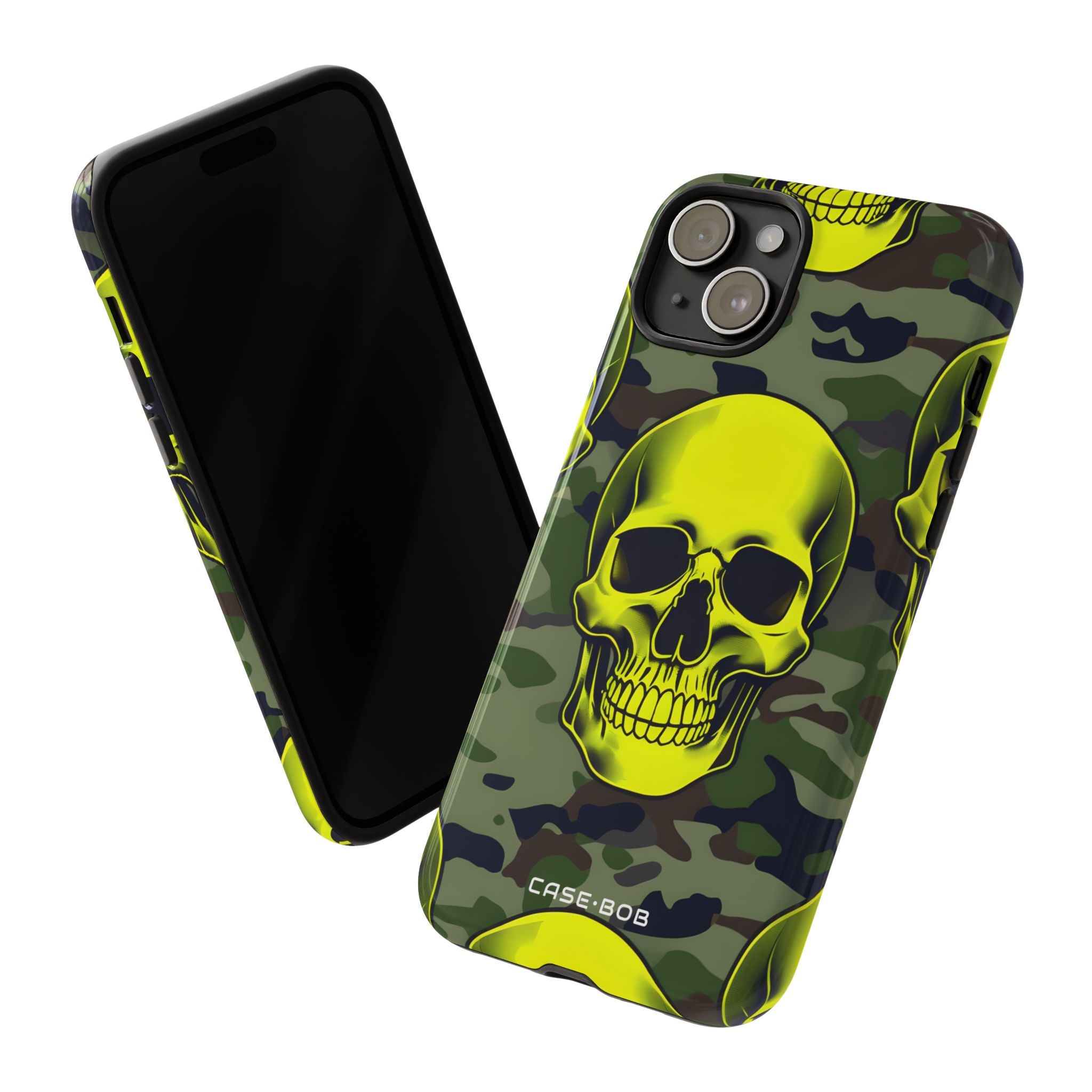 Neon Skull Camo iPhone 15 Plus Case - Tough