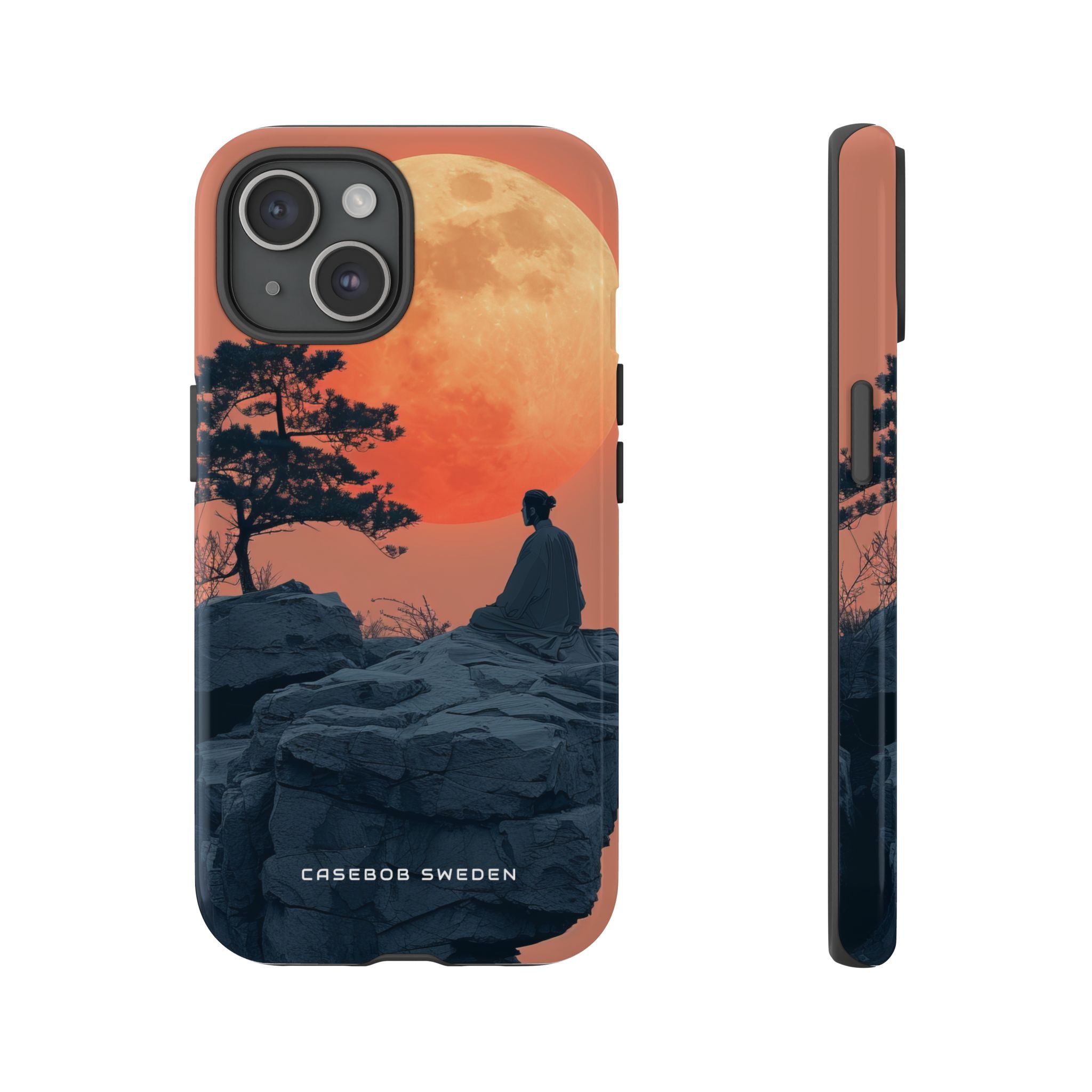 Zen Tranquility Under a Red Moon iPhone 15 - Tough Phone Case