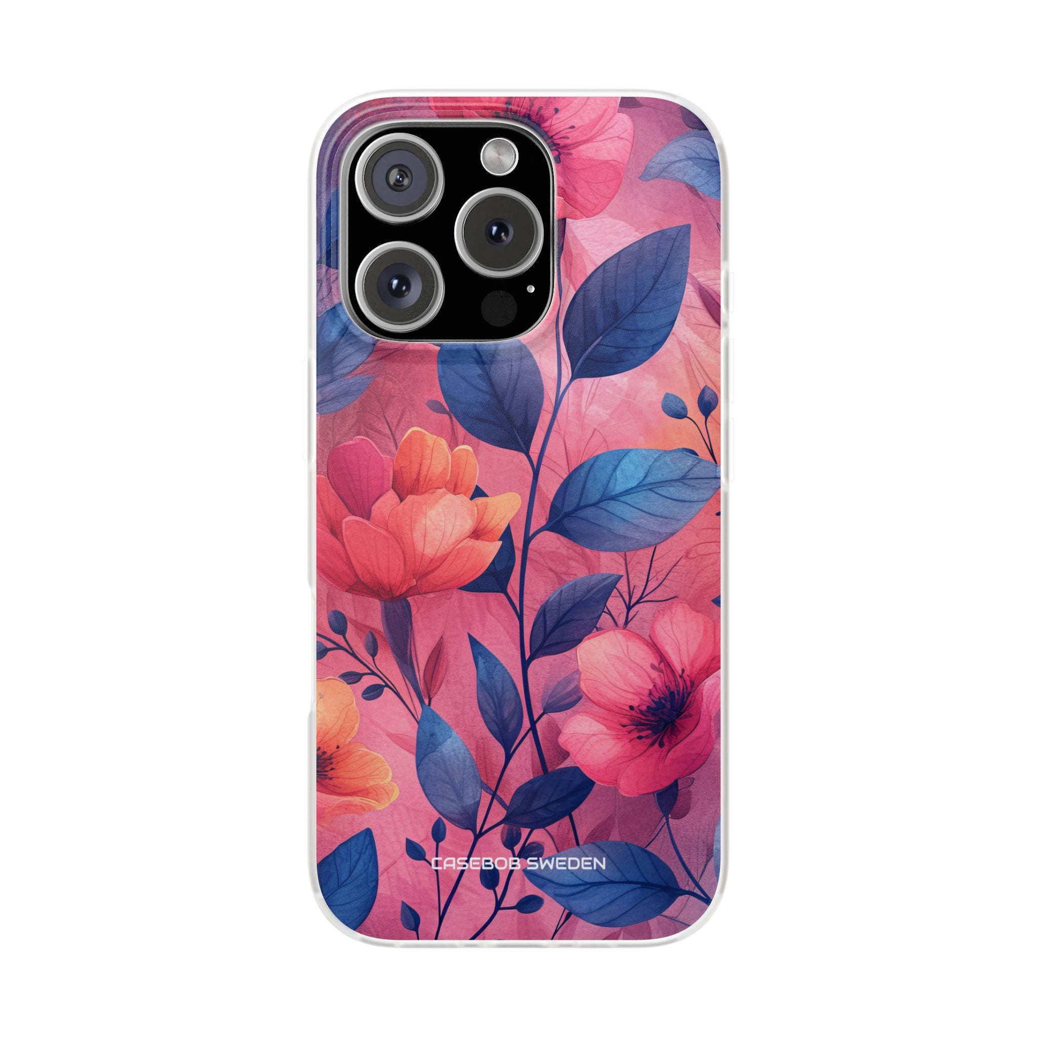 Pink Blue Floral - Flexi iPhone 16 Phone Case