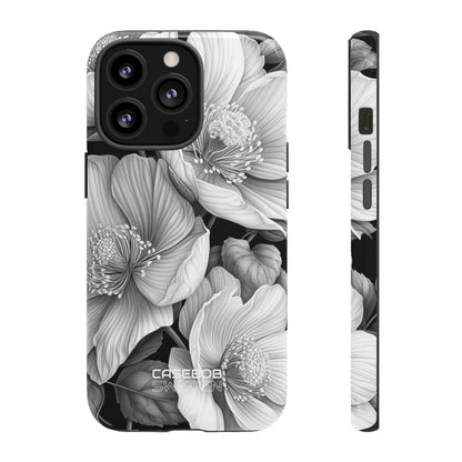 Monochrome Petal Dance iPhone 13 - Tough