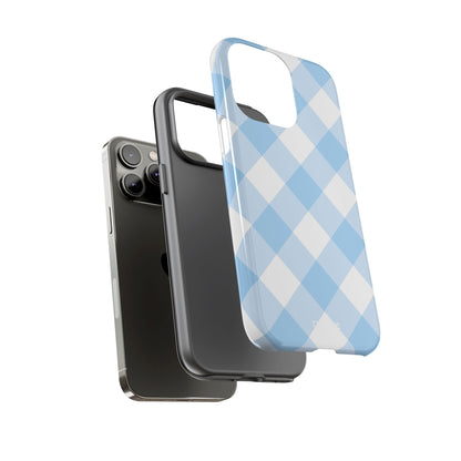 Soft Blue Gingham Elegance - iPhone Case