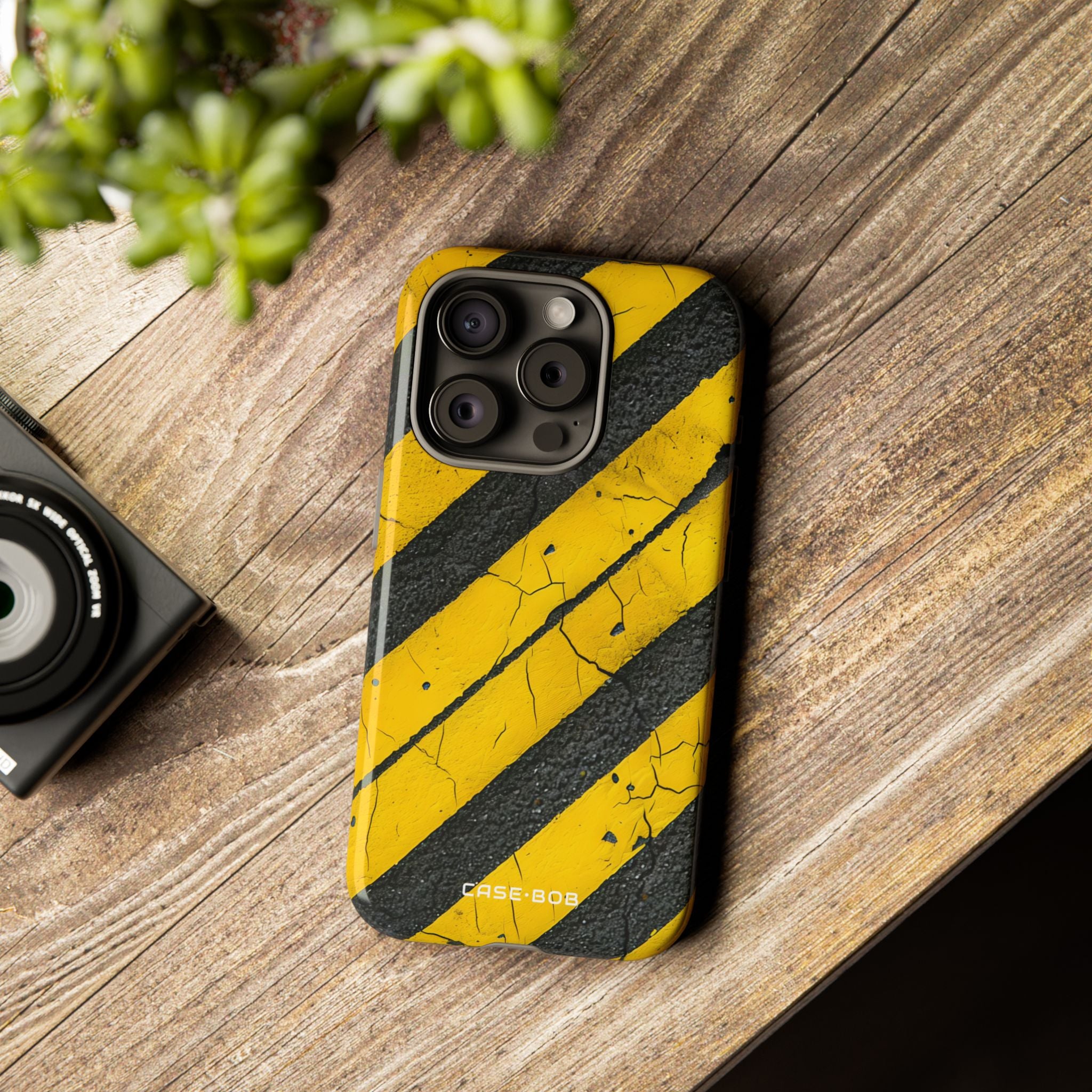 Yellow Stripe Distress iPhone 15 Pro Case - Tough