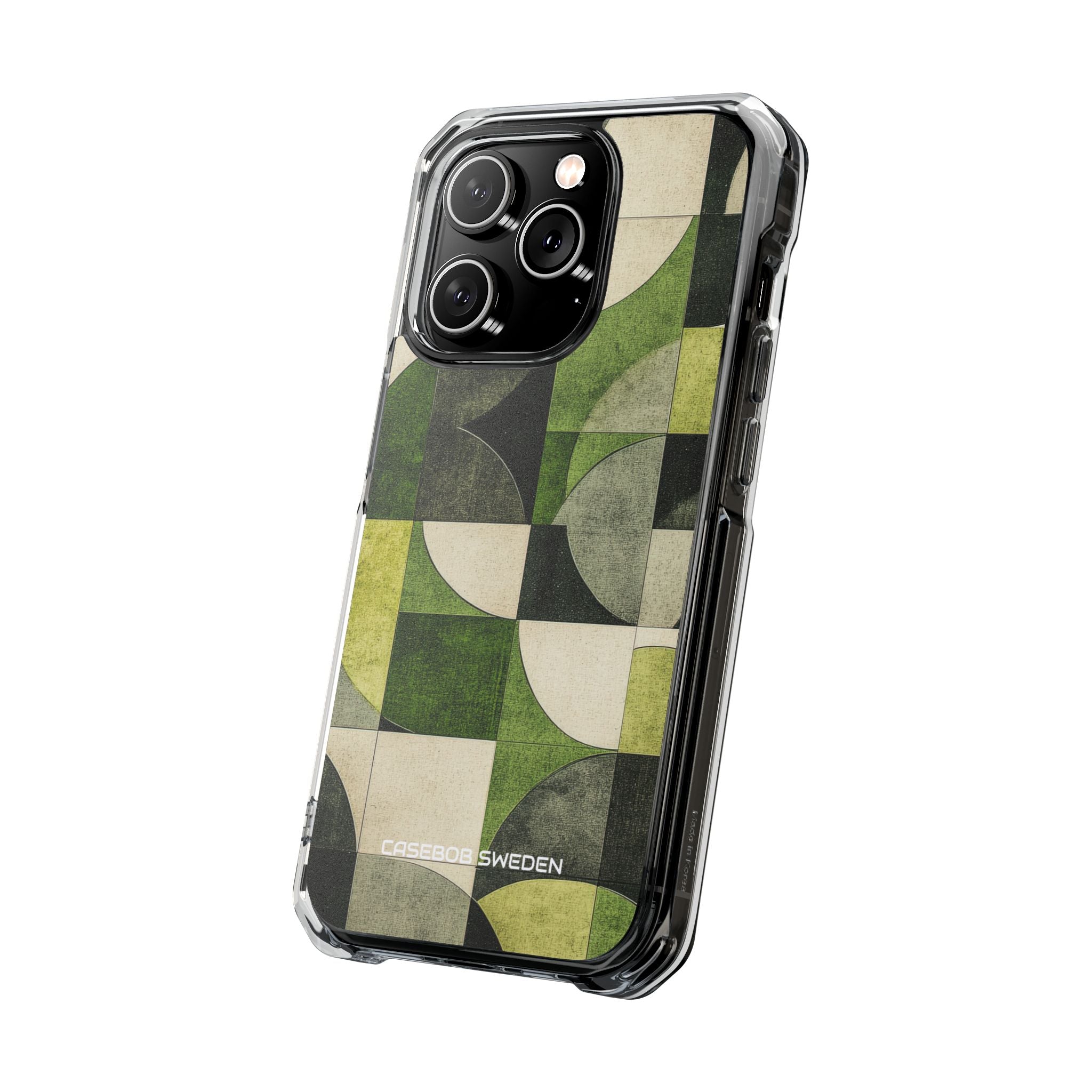 Green Geometric Harmony - Clear Impact iPhone 14 Phone Case